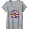Womens WNBA Los Angeles Sparks Downtown V-Neck T-Shirt(Heather Grey)