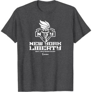 New York Liberty WNBA Team T-Shirt, Black, Women’s, Small, Short Sleeve, Crew Neck, Classic Fit, Cotton 60% Polyester 40%(Dark Heather Grey)