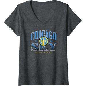 Womens WNBA Chicago Sky Courtside V-Neck T-Shirt(Dark Heather Grey)