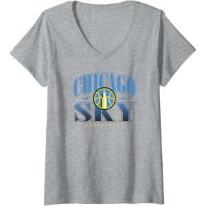 Womens WNBA Chicago Sky Courtside V-Neck T-Shirt(Heather Grey)