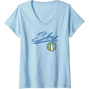 Womens WNBA Chicago Sky Officially Licensed V-Neck T-Shirt(Baby Blue)