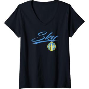 Womens WNBA Chicago Sky Officially Licensed V-Neck T-Shirt(Black)