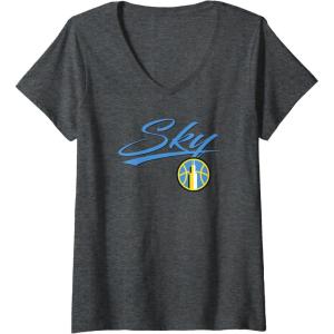 Womens WNBA Chicago Sky Officially Licensed V-Neck T-Shirt(Dark Heather Grey)