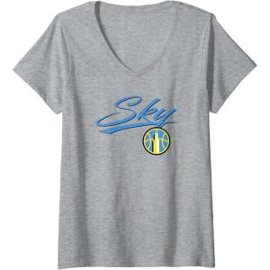 Womens WNBA Chicago Sky Officially Licensed V-Neck T-Shirt(Heather Grey)