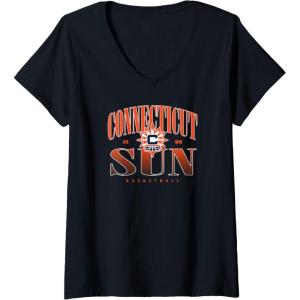 Womens WNBA Connecticut Sun Courtside V-Neck T-Shirt(Black)