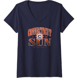 Womens WNBA Connecticut Sun Courtside V-Neck T-Shirt(Navy Blue)