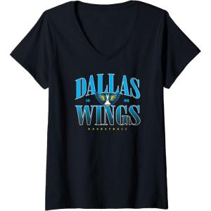 Womens WNBA Dallas Wings Courtside V-Neck T-Shirt(Black)