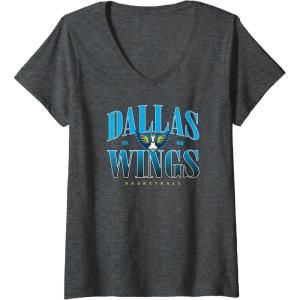 Womens WNBA Dallas Wings Courtside V-Neck T-Shirt(Dark Heather Grey)