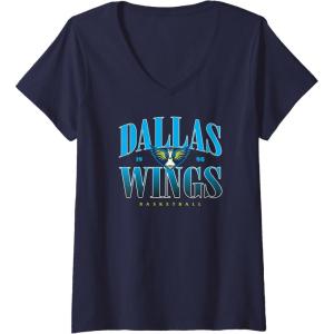 Womens WNBA Dallas Wings Courtside V-Neck T-Shirt(Navy Blue)