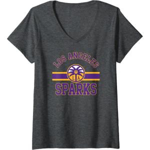 Womens WNBA Los Angeles Sparks Downtown V-Neck T-Shirt(Dark Heather Grey)