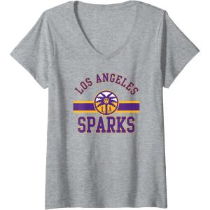 Womens WNBA Los Angeles Sparks Downtown V-Neck T-Shirt(Heather Grey)