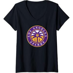 Womens WNBA Los Angeles Sparks Fan Base V-Neck T-Shirt(Black)