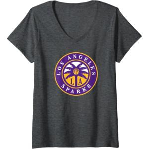 Womens WNBA Los Angeles Sparks Fan Base V-Neck T-Shirt(Dark Heather Grey)