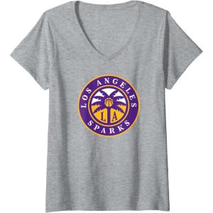 Womens WNBA Los Angeles Sparks Fan Base V-Neck T-Shirt(Heather Grey)