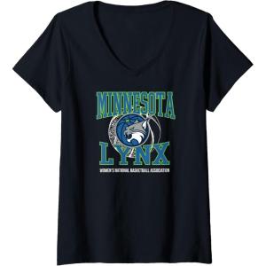 Womens WNBA Minnesota Lynx Home Court V-Neck T-Shirt(Black)