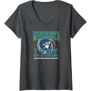 Womens WNBA Minnesota Lynx Home Court V-Neck T-Shirt(Dark Heather Grey)