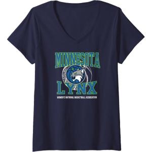 Womens WNBA Minnesota Lynx Home Court V-Neck T-Shirt(Navy Blue)