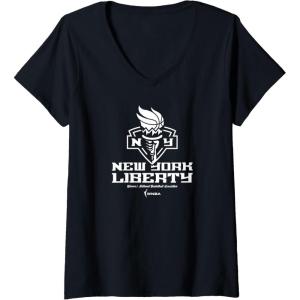Womens WNBA New York Liberty Carry the Torch V-Neck T-Shirt(Black)
