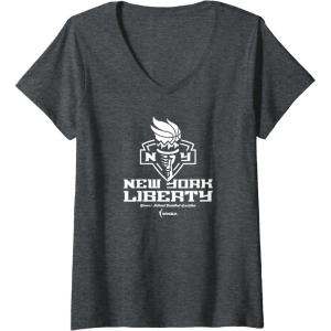 Womens WNBA New York Liberty Carry the Torch V-Neck T-Shirt(Dark Heather Grey)