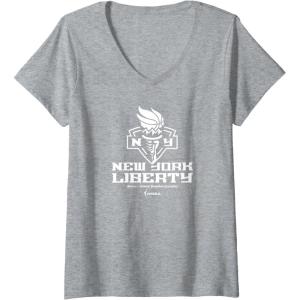 Womens WNBA New York Liberty Carry the Torch V-Neck T-Shirt(Heather Grey)