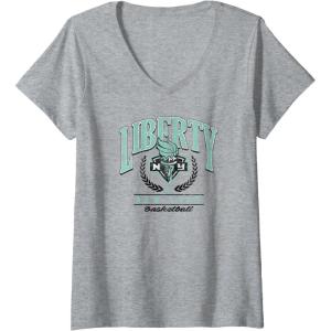 Womens WNBA New York Liberty Top Class Out Of Bounds V-Neck T-Shirt(Heather Grey)