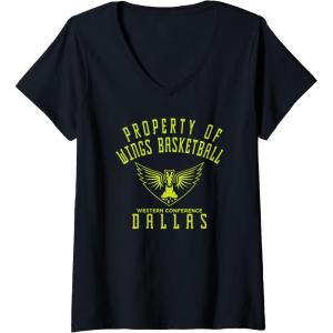 Womens WNBA Property Of Dallas Wings Licensed V-Neck T-Shirt(Black)
