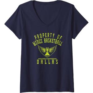 Womens WNBA Property Of Dallas Wings Licensed V-Neck T-Shirt(Navy Blue)