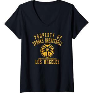 Womens WNBA Property Of Los Angeles Sparks Licensed V-Neck T-Shirt(Black)