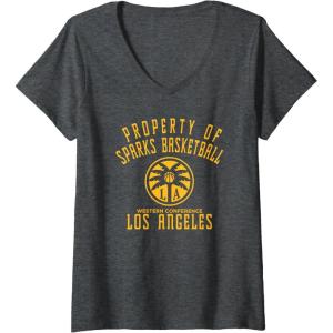 Womens WNBA Property Of Los Angeles Sparks Licensed V-Neck T-Shirt(Dark Heather Grey)
