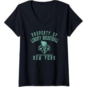 Womens WNBA Property Of New York Liberty Licensed V-Neck T-Shirt(Black)