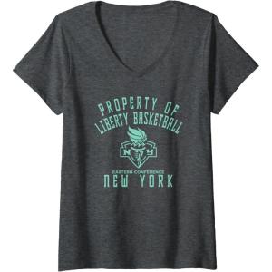Womens WNBA Property Of New York Liberty Licensed V-Neck T-Shirt(Dark Heather Grey)