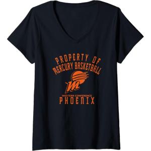 Womens WNBA Property Of Phoenix Mercury Licensed V-Neck T-Shirt(Black)