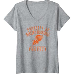 Womens WNBA Property Of Phoenix Mercury Licensed V-Neck T-Shirt(Heather Grey)