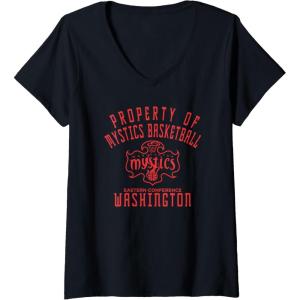 Womens WNBA Property Of Washington Mystics Licensed V-Neck T-Shirt(Black)