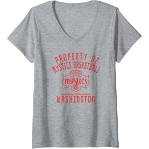 Womens WNBA Property Of Washington Mystics Licensed V-Neck T-Shirt(Heather Grey)