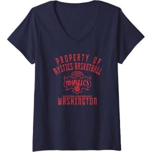 Womens WNBA Property Of Washington Mystics Licensed V-Neck T-Shirt(Navy Blue)