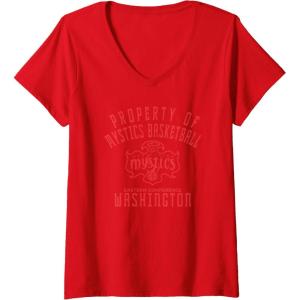 Womens WNBA Property Of Washington Mystics Licensed V-Neck T-Shirt(Red)