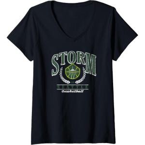 Womens WNBA Seattle Storm Top Class V-Neck T-Shirt(Black)