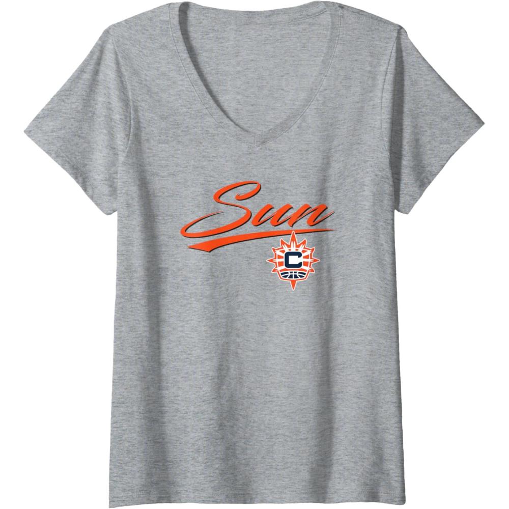 imageWomens WNBA Connecticut Suns Officially Licensed VNeck TShirtHeather Grey