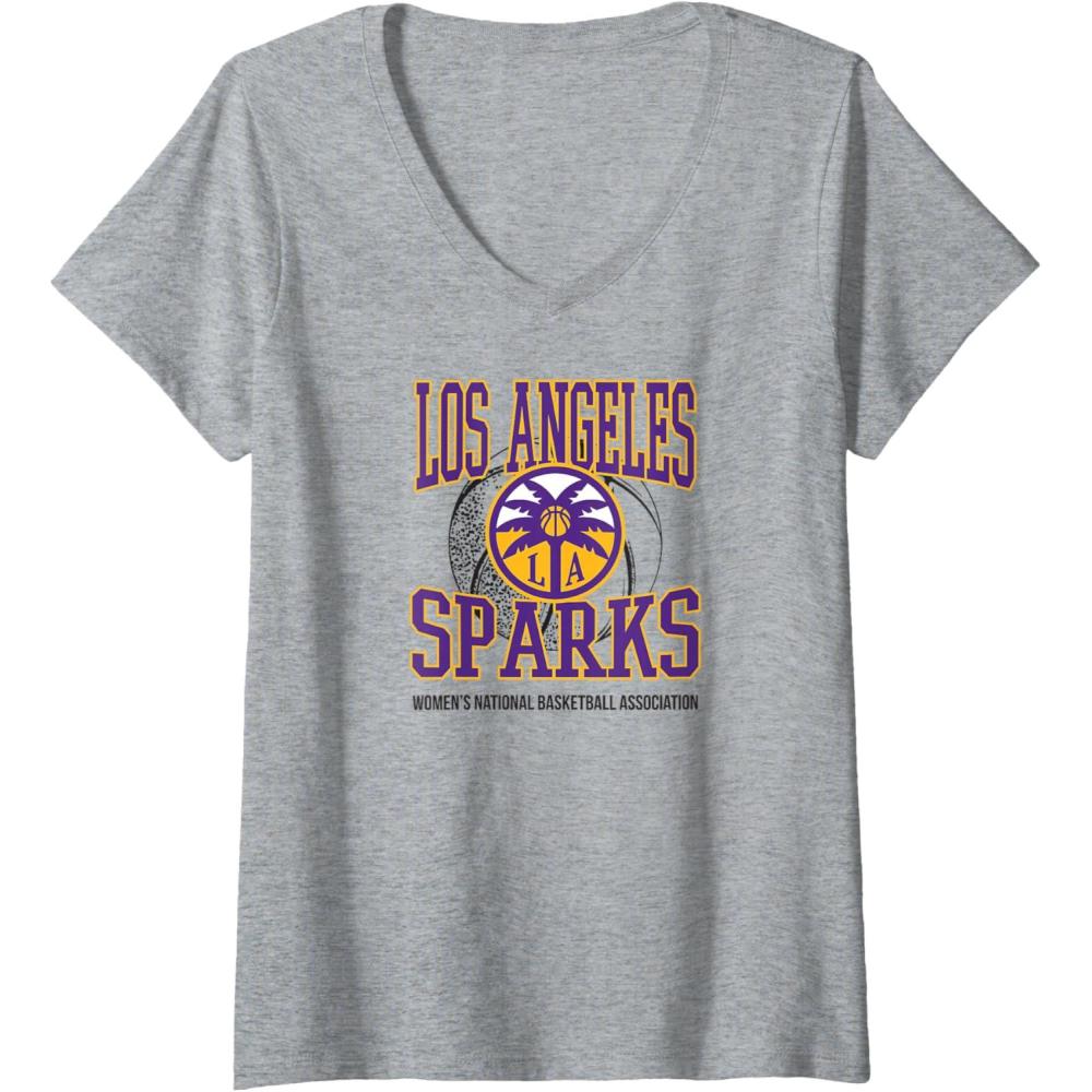 imageWomens WNBA Los Angeles Sparks Home Court VNeck TShirtHeather Grey