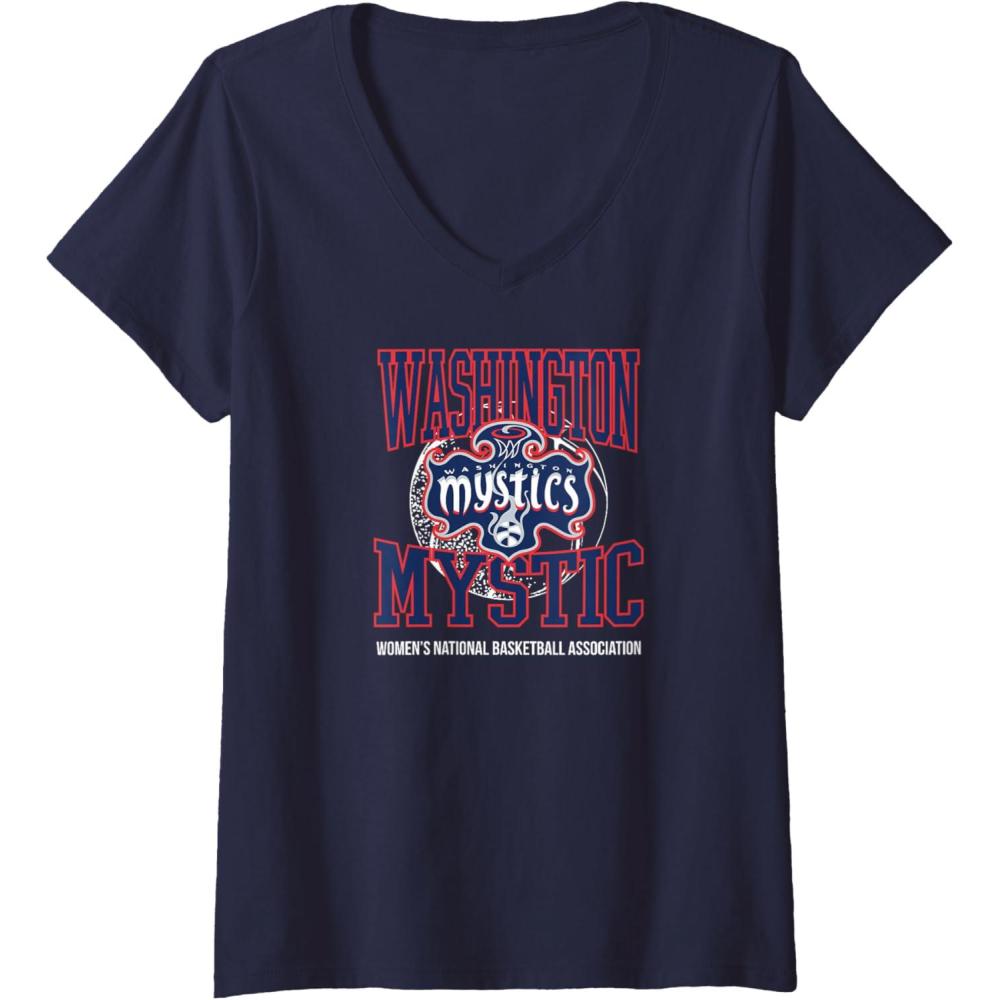 imageWomens WNBA Washington Mystics Home Court Midtown VNeck TShirtNavy Blue