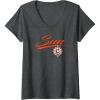 Womens WNBA Connecticut Suns Officially Licensed V-Neck T-Shirt(Dark Heather Grey)
