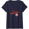 Womens WNBA Connecticut Suns Officially Licensed V-Neck T-Shirt(Navy Blue)