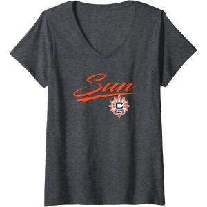 Womens WNBA Connecticut Suns Officially Licensed V-Neck T-Shirt(Dark Heather Grey)