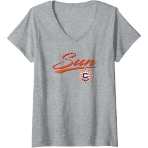 Womens WNBA Connecticut Suns Officially Licensed V-Neck T-Shirt(Heather Grey)