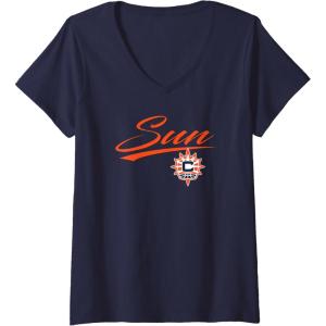 Womens WNBA Connecticut Suns Officially Licensed V-Neck T-Shirt(Navy Blue)