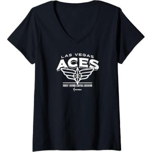 Womens WNBA Las Vegas Aces Full House V-Neck T-Shirt(Black)