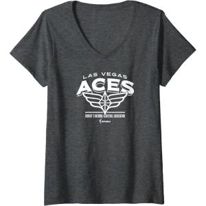 Womens WNBA Las Vegas Aces Full House V-Neck T-Shirt(Dark Heather Grey)