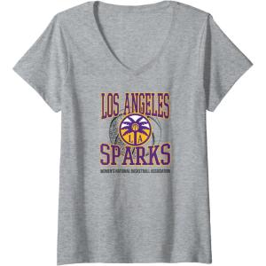 Womens WNBA Los Angeles Sparks Home Court V-Neck T-Shirt(Heather Grey)