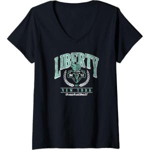 Womens WNBA New York Liberty Top Class V-Neck T-Shirt(Black)